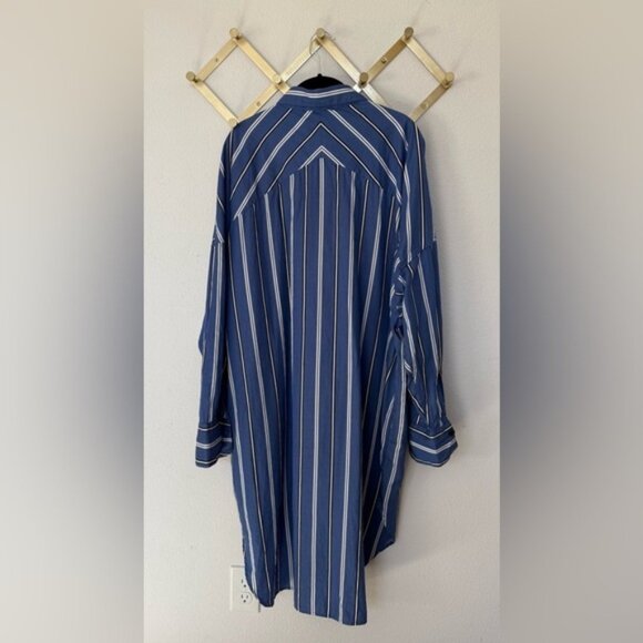 RAG & BONE Sandra Striped Mini Dress Blue Button Front Size XL - Picture 8 of 8